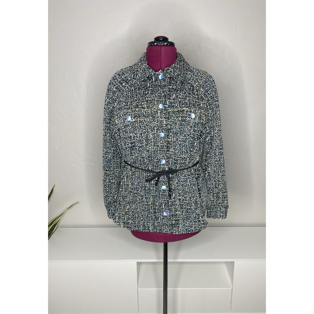 Bimba‎ Y Lola Jacket Women's Small Confetti Style Tweed Button Up Drawstring